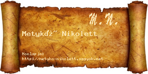 Metykó Nikolett névjegykártya